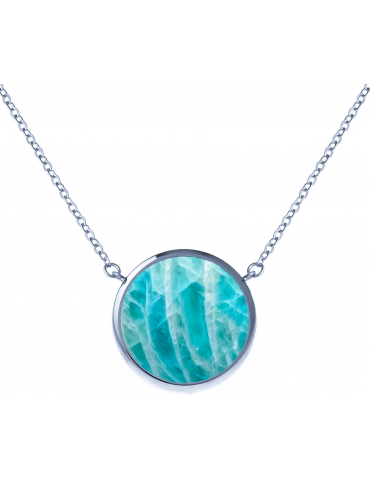 Collier Acier & Amazonite