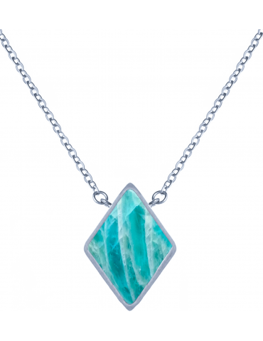 Collier Acier & Amazonite