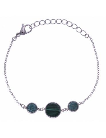 Bracelet acier & Malachite,...