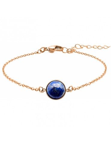 Bracelet Acier rosé & Lapis...