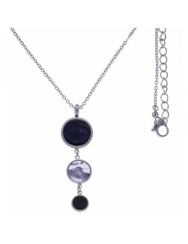 Collier Acier & Sodalite,...