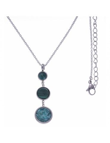 Collier Acier & Malachite,...