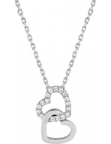 Collier Argent Coeurs Oxydes