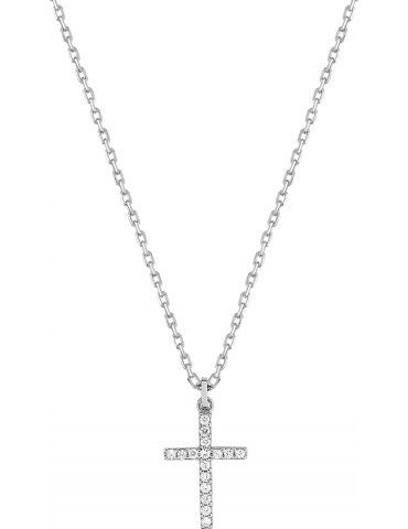 Collier Argent Croix Oxydes