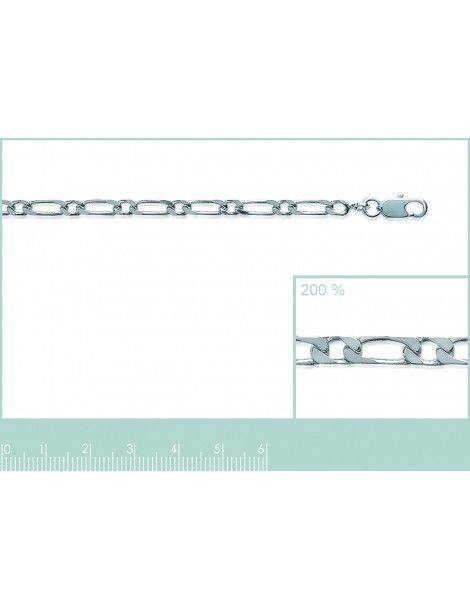 Collier Argent 925 Maille Figaro - Rhodié, Hypoallergénique, Longueurs 40 à 70 Cm