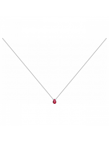 Collier Argent Spinelle Rose