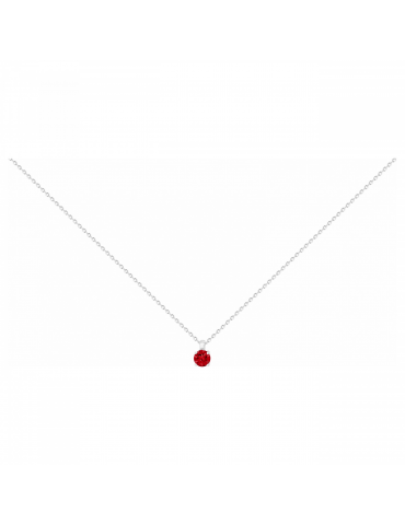 Collier Argent Spinelle Rouge