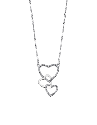 Collier argent coeurs enlacés