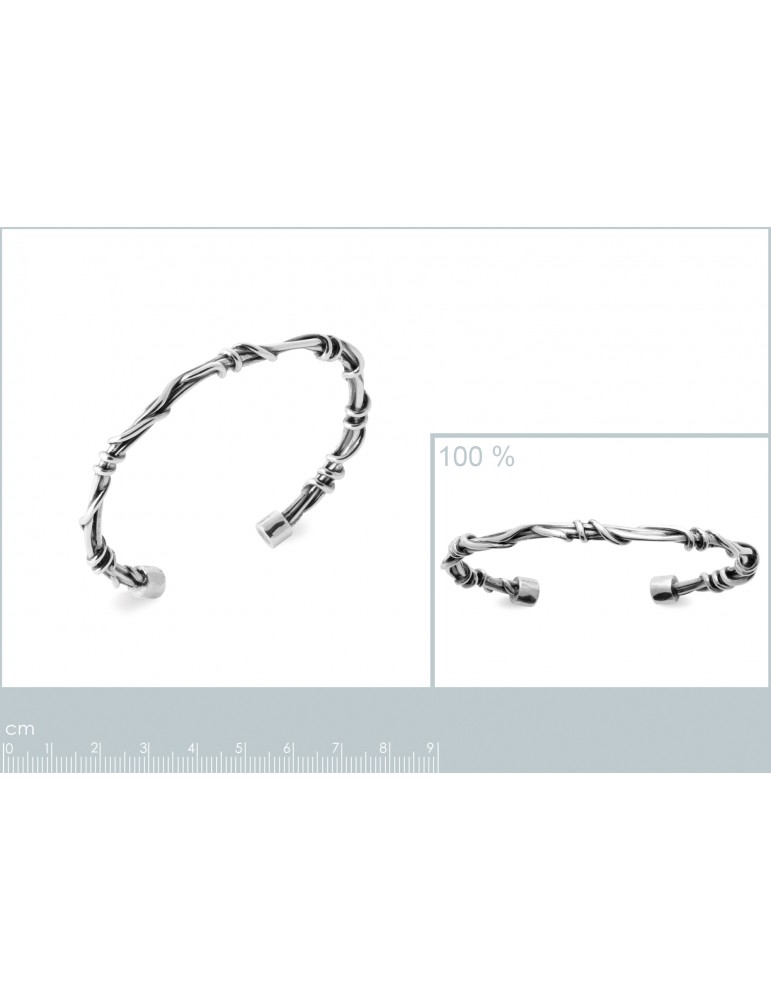 Bracelet Ancien Torsadé En Argent 925 - Style Vintage - Occasion